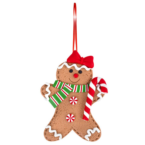 Украшение елочное (1 шт.) "Пряник", 12х9 см, полимерная глина, ассорти 3 дизайна, ЗОЛОТАЯ СКАЗКА, 592408