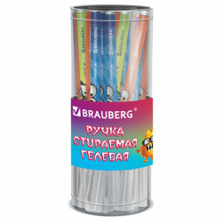Ручка стираемая гелевая, кросс-серия "МОНСТРИКИ", BRAUBERG, СИНЯЯ, корпус ассорти, игольчатый наконечник 0,5 мм, линия 0,35 мм, 144484