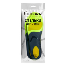 Стельки для кроссовок СПОРТИВНЫЕ КАРКАСНЫЕ, материал PU PRO SPORT, размер RU 36-37 / EU 37-38, с линиями выреза, SHEGRA (ШЕГРА), 700765