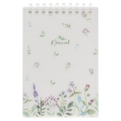 Блокнот МАЛЫЙ ФОРМАТ А6 80л, мягкий гребень, пластик, фольга, клетка, HATBER, NATURAL FLOWERS,090108, 80Б6A1мс_33479