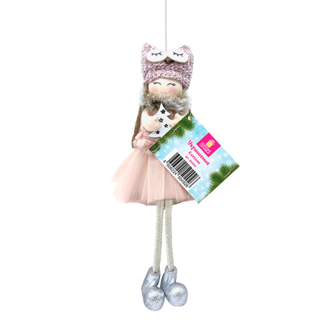 Украшение елочное, "Девочка", 19 см, полиэстер, ассорти 4 дизайна, ЗОЛОТАЯ СКАЗКА, 592606