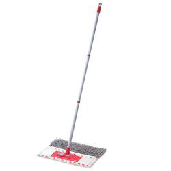 Швабра с флаундером 40 см, составной черенок 120 см, МОП микрофибра/абразив + МОП СИНЕЛЬ, PERKLIN (ПЕРКЛИН), 700987