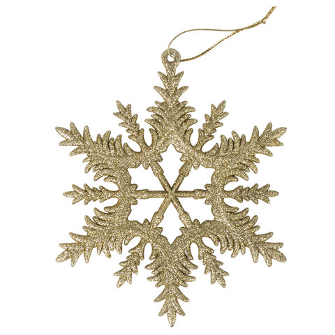 Украшение ёлочное "Снежинки" 4 шт., 13 см, пластик, золотистые, ЗОЛОТАЯ СКАЗКА, 591132