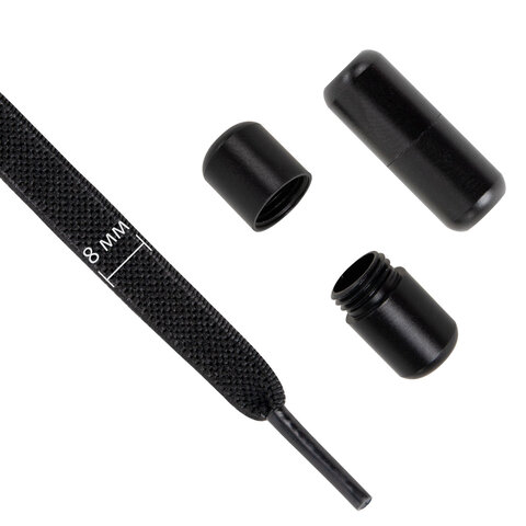 Шнурки плоские эластичные ЧЕРНЫЕ длина 100 см, ширина 8 мм, 2 капсулы, цвет черный, SHEGRA, 701708