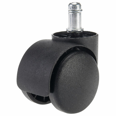 Колеса (ролики) для кресла, пластиковые, КОМПЛЕКТ 5 шт., шток d 11 мм, черные, в пакете, WBZ, 533082