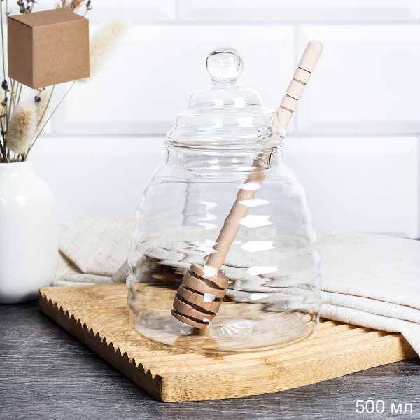 Банка для меда с ложкой 500 мл / WC149230110-4 /уп 60/