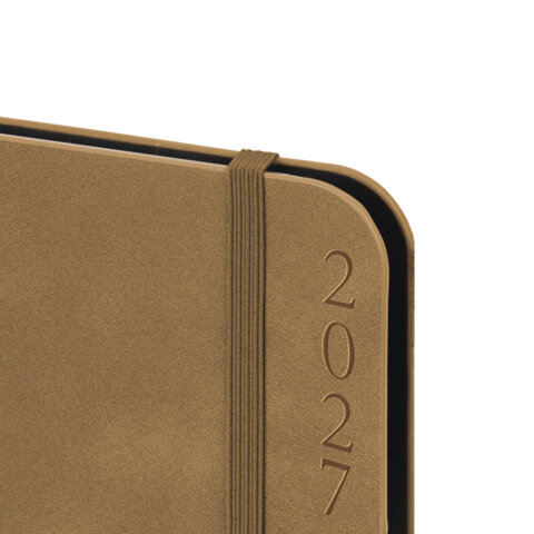 Ежедневник датированный 2027, А5, 151х213 мм, BRAUBERG "Note", под кожу, держатель для ручки, бежевый, 118086