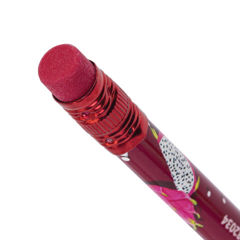 Набор карандашей чернографитных с принтом BRAUBERG "JUICY FRUIT", 12 штук, HB, с ластиком, корпус ассорти, 182034