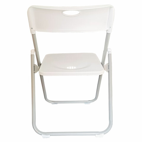 Стулья складные BRABIX "Golf Lite CF-017", КОМПЛЕКТ 4 шт., серебристый каркас, пластик, белый, 533035