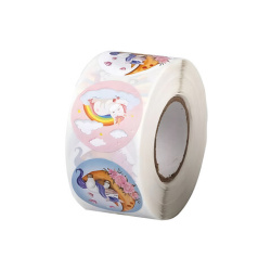 Наклейки декоративные в рулоне "Единороги", диаметр 25 мм, 500 шт, CENTRUM, 81249