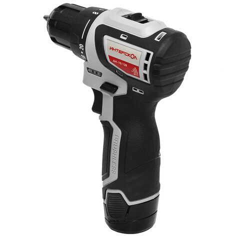 Дрель-шуруповерт безударная бесщёточная АККУМУЛЯТОРНАЯ, 1,5 Ач, 12 В, ИНТЕРСКОЛ ДА-10/12В 36, 687.1.2.70