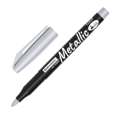 Маркеры для декорирования и рисования ЗОЛОТО и СЕРЕБРО, METALLIC MARKER, линия письма 1-2 мм, BRAUBERG, 152655