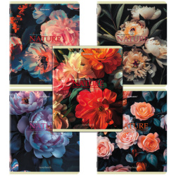 Тетради ДЭК А5 48 л. КОМПЛЕКТ 5 шт. BRAUBERG, скоба, клетка, глянцевый лак, "ЦВЕТЫ", 404940