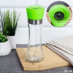 Мельница для специй и соли 19 см с крышкой/ W-457-G /уп 80/ Зеленая