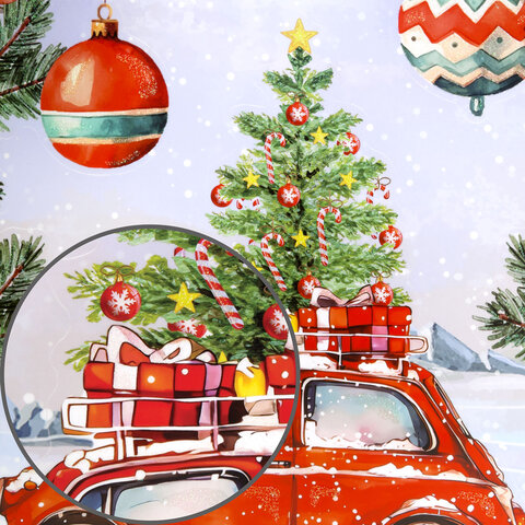 Наклейка для окон двусторонняя, 30х38 см, "Машинка", глиттер, серебро, ЗОЛОТАЯ СКАЗКА, 592578