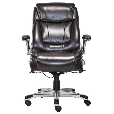 Кресло HAWASAN "Cruise EX-565", откидные подлокотники, рециклированная кожа, коричневое, 532973