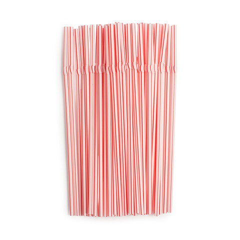Трубочки для коктейлей гофрированные пластиковые 5х210 мм, белые с красной полоской, 50 шт., GRIFON, 105-050