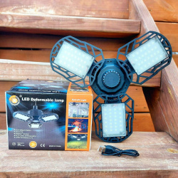 Складная гаражная подвесная лампа на 3 лепестка LED Deformable lamp XF-701 (USB+солнечная батарея, 5 режимов работы)