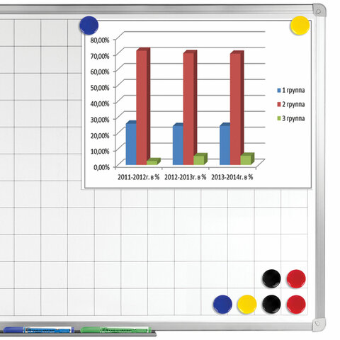 Магниты диаметром 30 мм, КОМПЛЕКТ 8 штук, цвет АССОРТИ, в блистере, BRAUBERG, 230758