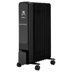 Обогреватель масляный BRASSON (БРАССОН) BOR-9 TOUCH, 9 секций, 2000 Вт, 3 режима, сенсор, пульт ДУ, черный, 457778