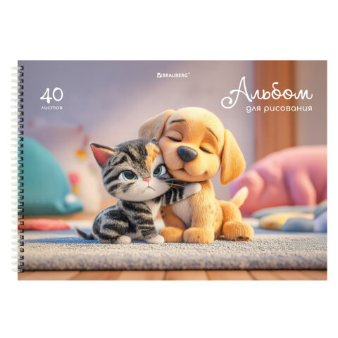 Альбомы для рисования ДЭК, А4, 40 л., КОМПЛЕКТ 2 шт., гребень, TWIN-лак, BRAUBERG, 200х290 мм, "Best Friends", 107750