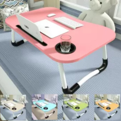 Складной стол (столешница) трансформер для ноутбука / планшета с подстаканником Folding Table,  59х40 см Розовый