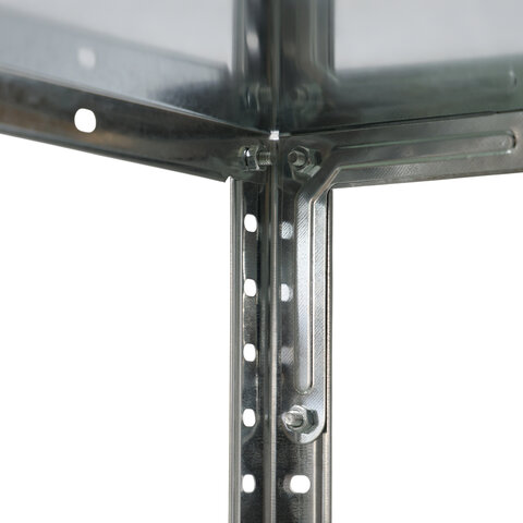 Стеллаж металл BOOMHOUSE (БУМХАУС) 1500x750x300 мм, 4 полки, нагрузка на стеллаж до 120 кг, серебристый, 291418