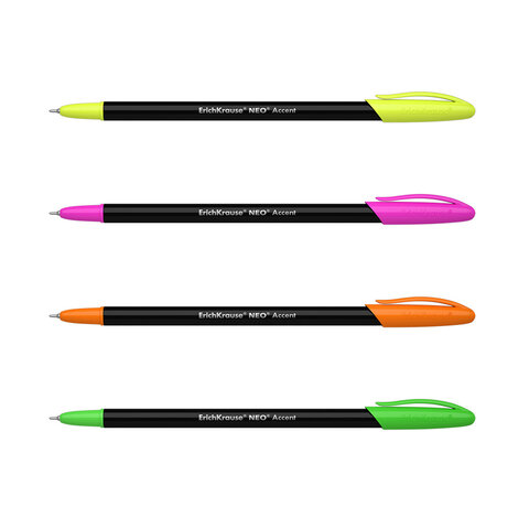 Ручка шариковая ERICH KRAUSE "Neo Stick Accent", СИНЯЯ, узел 0,7 мм, корпус ассорти, 0,26 мм, 55386