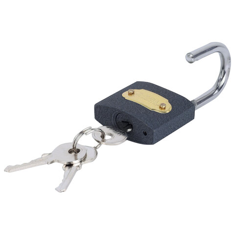 Замок навесной чугунный "Стандарт", ширина 38 мм, английский, 3 ключа, ГРАНДМАСТЕР, 671291