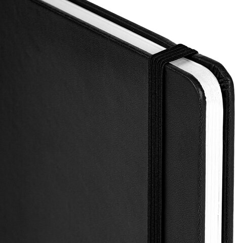 Блокнот А5 138x213 мм, BRAUBERG "Basic", под кожу, 80 л., клетка, черный, 116227