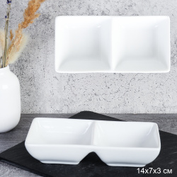 Блюдо менажница 2 секции 14х6 см / FR-1343 /уп 83/