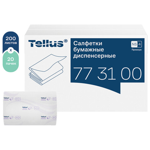 Салфетки Tellus/TORK (Система NS4) ПРЕМИУМ, 2-слойные, КОМПЛЕКТ 20 шт., 200 шт., белые, 773100