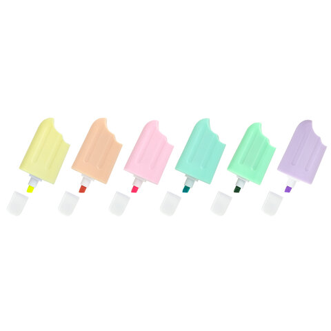 Набор текстовыделителей 6 ПАСТЕЛЬНЫХ ЦВЕТОВ, ЮНЛАНДИЯ "СЛАДКИЕ ИСТОРИИ", линия 1-5 мм, 152511