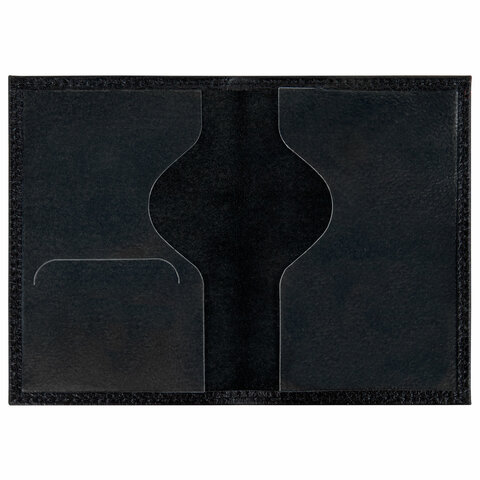 Обложка для паспорта натуральная кожа флоттер, принт "Сердечки", цвет черный, BRAUBERG, 238867