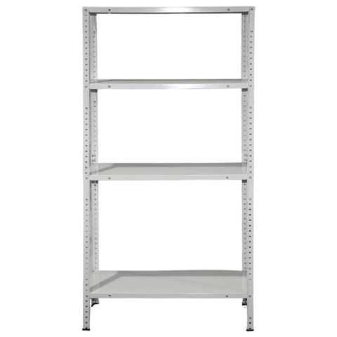 Стеллаж металл BOOMHOUSE (БУМХАУС) 1500x750x300 мм, 4 полки, нагрузка на стеллаж до 120 кг, белый, 291419