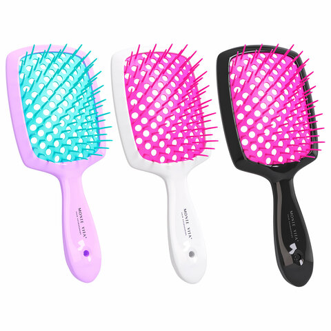 Расческа для волос массажная 20х8,5 см, цвета АССОРТИ MONTE VITA (МОНТЕ ВИТА), 457415