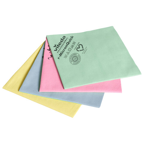 Салфетки VILEDA "МикронКвик" КОМПЛЕКТ 5 шт., микроволокно, желтый, 38х40 см, 170638