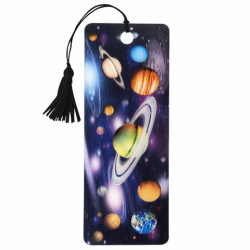 Закладка для книг с линейкой 3D-ОБЪЕМНАЯ BRAUBERG, "Вселенная", с декоративным шнурком, 125757