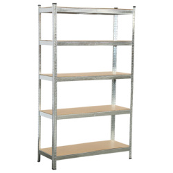 Стеллаж металлический BOOMHOUSE (БУМХАУС) безболтовой, 1800x1050x400 мм, 5 полок МДФ, серебристый, 291413