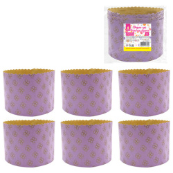 Форма бумажная для выпечки пасхального кулича "Клевер", КОМПЛЕКТ 6 шт., 7х6 см, ЗОЛОТАЯ СКАЗКА, 592663