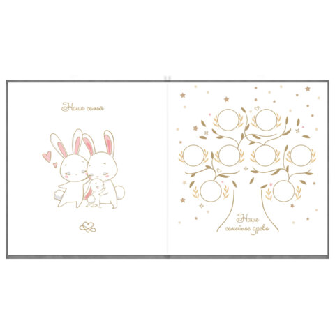 Фотоальбом-анкета детский 23х25 см, 32 листа, стикеры, открытка, конверт, серый бархат, BRAUBERG, 391422