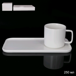 Чайный набор 2 предмета 250 мл / KD-4169 /уп 48/ белый