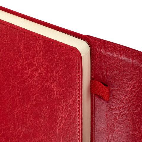 Ежедневник датированный 2026, А5, 145х213 мм, BRAUBERG "Jacket", под кожу, клапан, держатель, красный, 117401