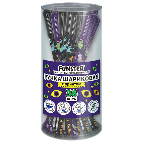 Ручка шариковая с принтом FUNSTER STICK "MONSTERS", СИНЯЯ, SOFT TOUCH покрытие, узел 0,7 мм, линия 0,35 мм, 144390