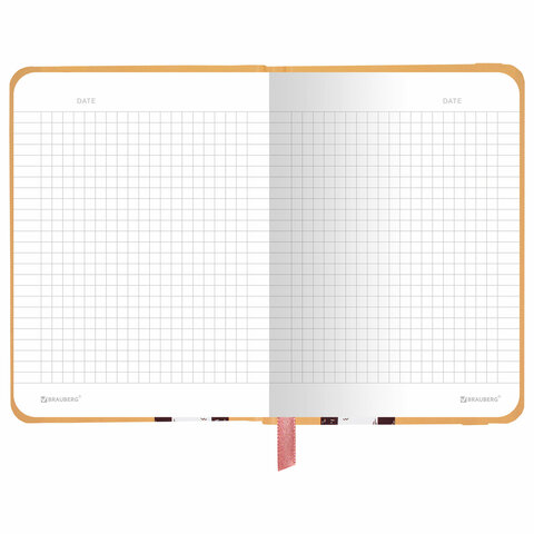 Блокнот с резинкой в клетку 96 л., МАЛЫЙ ФОРМАТ А6, 109х148 мм, твердая обложка, BRAUBERG, "Кофейку?", 116334