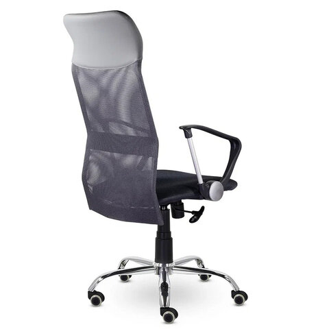 Кресло "Ультра", высокая спинка, с подлокотниками, хром, черное