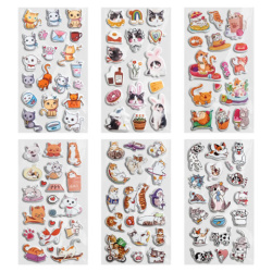 Наклейки зефирные "Котики", 18х9,5 см, ассорти 6 видов, FUNSTER (ФАНСТЕР), 666092