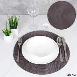 Салфетка для стола 38 см Соломка круг / L-38 moccacho/уп.6/300/ Мокко