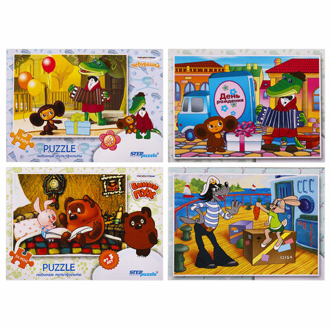 Пазлы картонные 54 элемента, "Лицензионные сюжеты", КОМПЛЕКТ 16 шт., поле 17,5х13 см, 480541