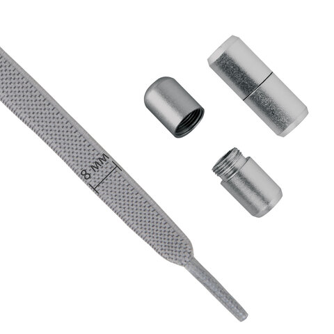 Шнурки плоские эластичные СЕРЫЕ длина 100 см, ширина 8 мм, 2 капсулы, цвет серый, SHEGRA, 701710